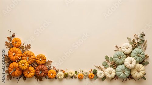 Autumn floral garland with leaves and flowers