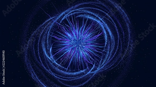 Deep Sapphire Starburst Pointillism Supernova Cosmic Background with Glowing Particle Dotwork Texture for Album Covers Web Design Graphics