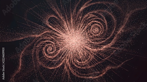 Rose Gold Cosmic Supernova Pointillism Background with Glowing Particle Dotwork Texture for Album Covers Web Design Graphics
