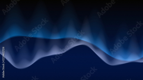 Abstract soundwave background with smooth flowing blue and white gradient curve over dark surface for music design