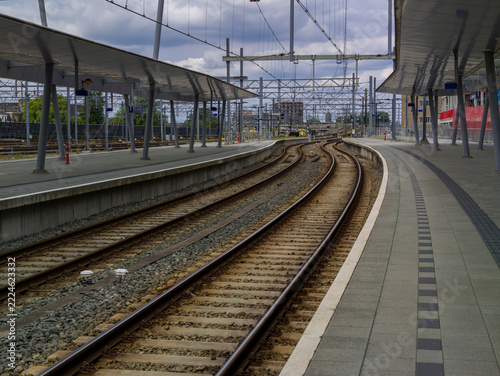 Netherlands - 10 september 2026, Utrecht: Railway Tracks View at Covered Utrecht Central Station Platform