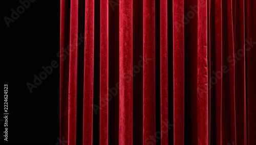Elegant Red Velvet Stage Curtain with Copy Space for Theater and Cinema Background