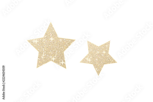 Glittering star shapes with golden sparkle effect provide whimsical design elements for celebration.