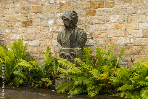 weathered-garden-bust-surrounded-by-ferns