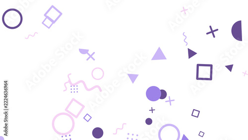 Memphis style geometric shape pattern background in purple tone for modern poster card banner invitation design