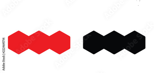 Zigzag Chain Geometric Abstract Shape Set in Red and Black Bold Repeating Polygon Pattern for Modern Graphic Design
