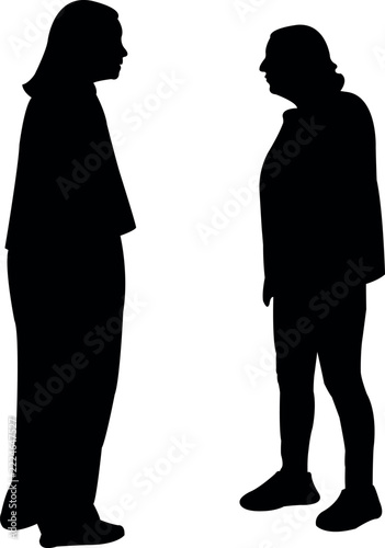 two women making chat, silhouette vector