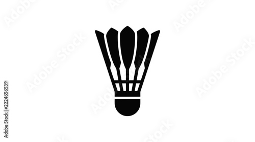 Badminton Shuttlecock Icon - Black Silhouette on White Background