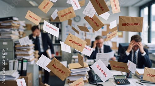 Herabfallende Briefe mit der Aufschrift Rechnung