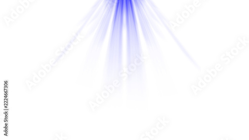 Blue light rays emanating from a central point abstract glowing beam effect for futuristic or magical concepts isolated on white background