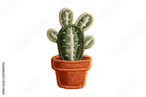 Embroidered bunny ears cactus pot patch applique