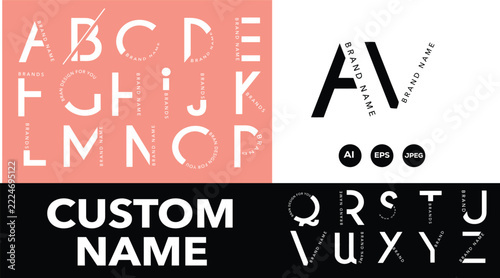 Modern Minimalist Alphabet Typography Set Featuring Creative Geometric Lettering for Branding and Graphic Projects