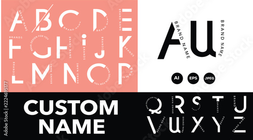 Modern Alphabet Typography Set Featuring Minimalist Geometric Lettering for Branding and Professional Graphic Design Projects
