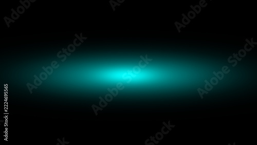 abstract cyan light streak and glowing spotlight beam on black background for overlays and backdrops