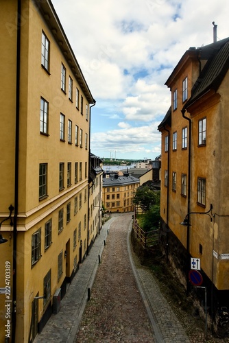 Photography narrow street in prague