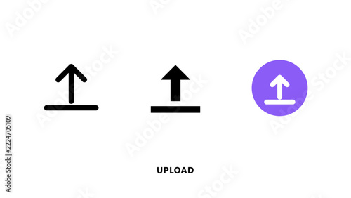Upload set featuring three variations including a simple black outline, a solid black silhouette, and a purple colored version on white