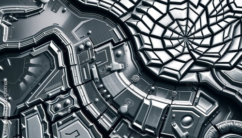 Futuristic Mechanical Interface with Geometric Patterns