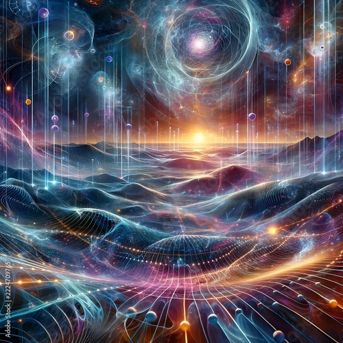 Cosmic Digital Landscape with Ethereal Energy Streams