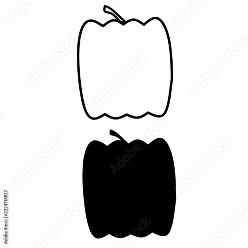 Pumpkin Icon Set: Black Silhouette and Outline Pumpkin Shape for Halloween, Autumn and Harvest Designs