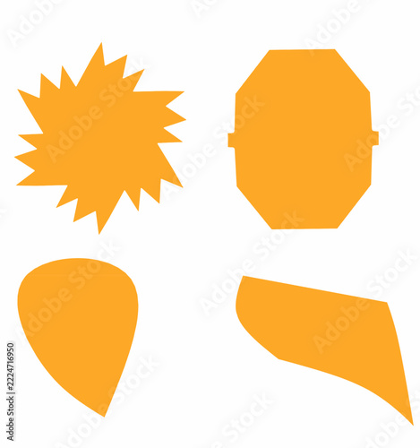 Abstract Orange Shapes And Geometric Cutouts Set — Blank Badges Labels And Stickers