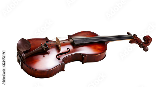 Obraz na plátně Isolated elegant wooden classical violin, a beautiful string instrument for orch