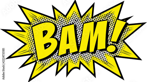Isolated vibrant yellow comic book style speech bubble with 