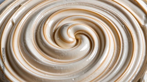 Swirling white cream texture with caramel