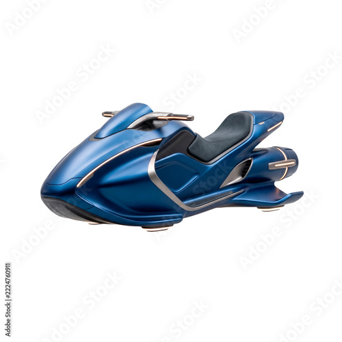 Futuristic blue personal watercraft with sleek aerodynamic design and metallic accents PNG Isolated on transparent background