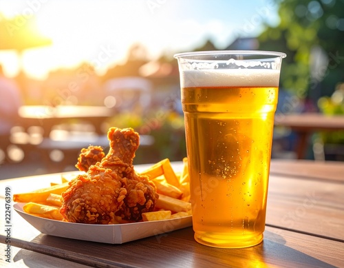 ビールとチキンのセット