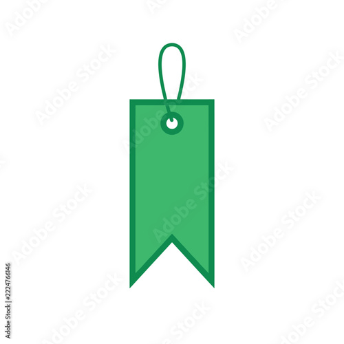 Green Flat Price Tag Icon Isolated on White Background - Eco-Friendly Label for Retail and Marketing