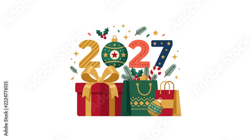 Christmas and New Year Winter Holiday Celebration Festive Vector Banner