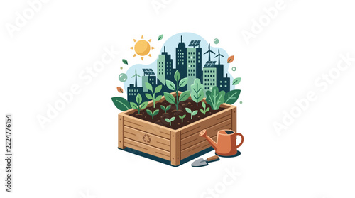 Urban Gardening Rooftop Balcony Sustainable Home Agriculture Food Concept