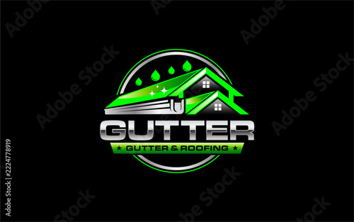 Illustration graphic vector of gutters and roofing services logo design template