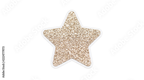 Gold Glitter Star Sticker Isolated On Transparent Background
