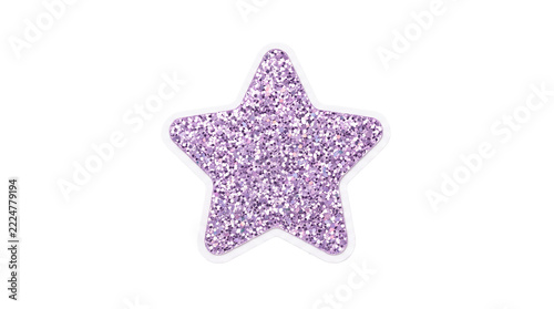 Purple Glitter Star Sticker Isolated On Transparent Background