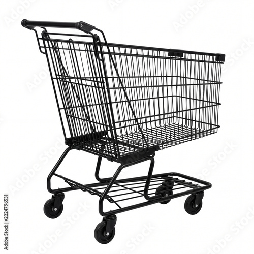 Empty black shopping cart for Black Friday sales event.