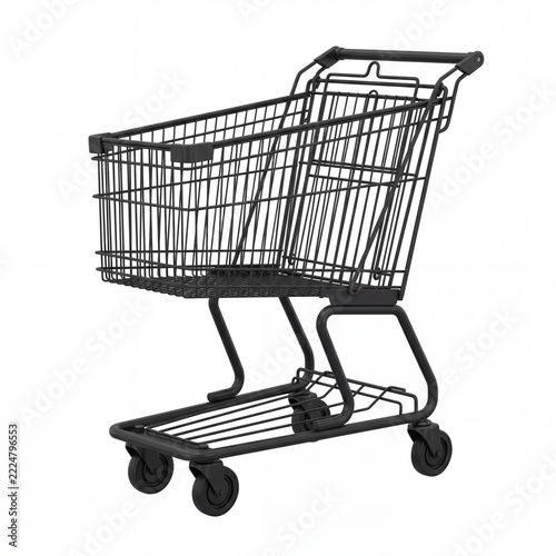 Empty black shopping cart isolated on white background 1.