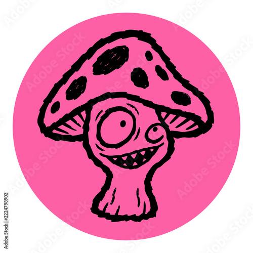 Crazy Mushroom Cartoon Character Drawing