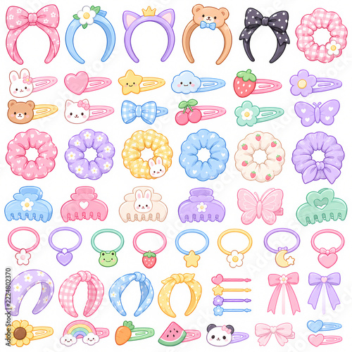 Illustrations of hair accessories