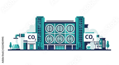 Carbon Capture and Storage Facility Vector for Sustainability and Net Zero Concepts