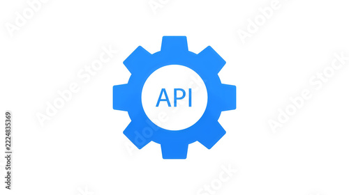 Blue api gear icon isolated on transparent background for software