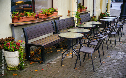 Outdoor Cafe Seating Area on Sidewalk