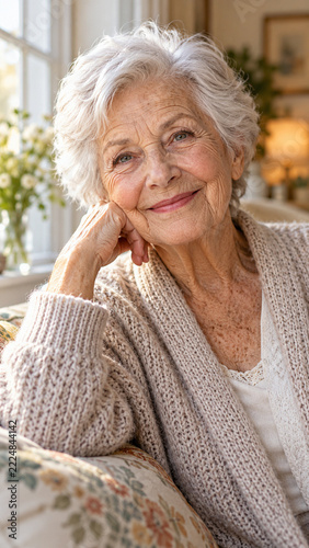 Senior Wellness Portrait of Elderly Woman at Home Positive Aging