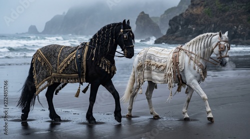 horses on the beach