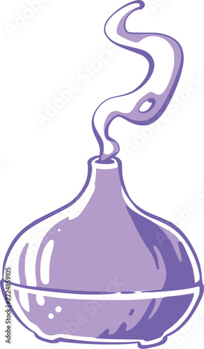 Stylized purple aroma diffuser with rounded bulb-shaped base