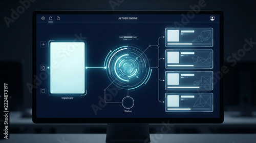 Aether engine software interface on high resolution monitor for industrial automation use.
