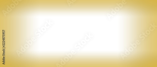Golden rectangular vignette border graphic element with soft center gradient light focus
