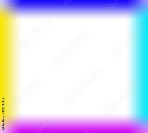 Multicolor gradient square frame graphic element with soft blurred neon edges