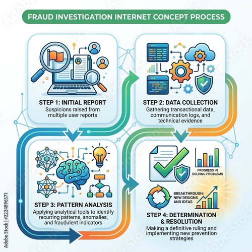 Digital Fraud Investigation Process Flowchart Report Data Collection Pattern Analysis Resolution