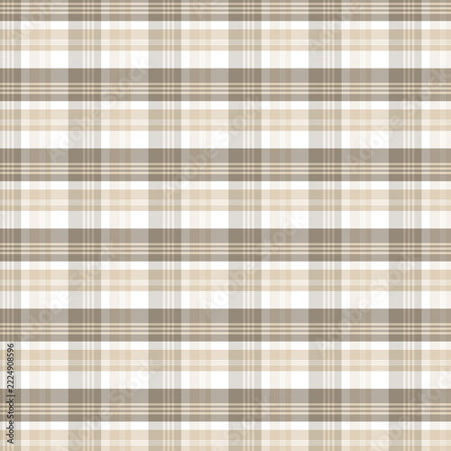 Obraz na plátně Neutral checkered fabric background pattern in cream and taupe tones